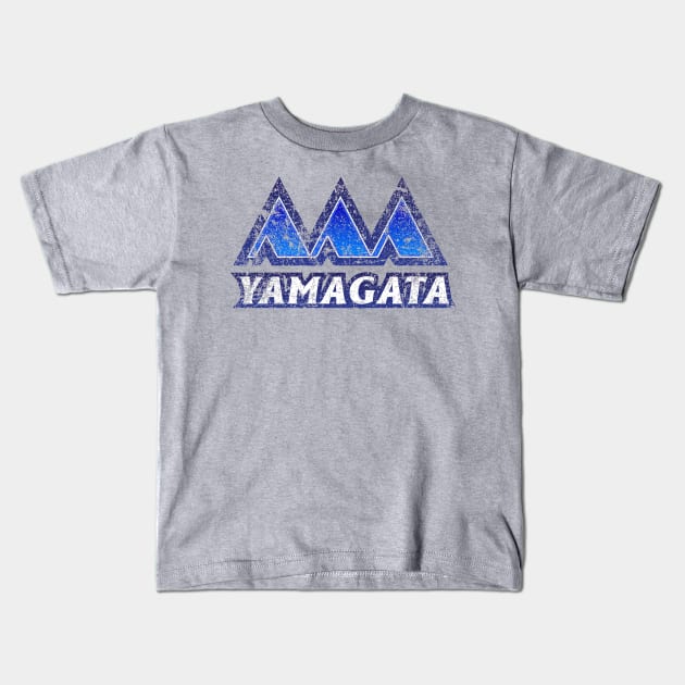 Yamagata Prefecture Japanese Symbol Distressed Kids T-Shirt by PsychicCat